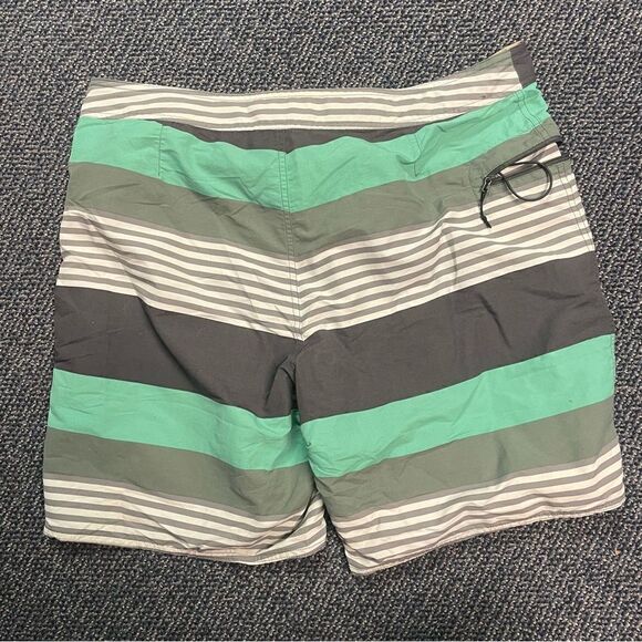 Patagonia Mens Teal, Gray and White Striped Swim Suit Size 36 - Picture 4 of 4